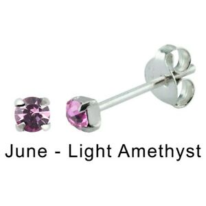 Birthstone Crystal Earrings Sterling Silver – June Light Amethyst