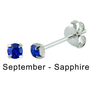 Birthstone Crystal Earrings Sterling Silver – September Sapphire