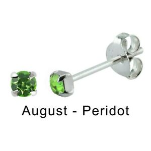 Birthstone Crystal Earrings Sterling Silver – August Peridot