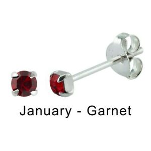 Birthstone Crystal Earrings Sterling Silver – January Garnet