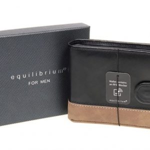 Equilibrium For Men Black with Light Brown Stripe Wallet