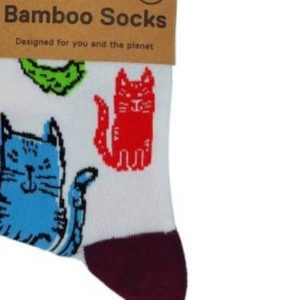 Bamboo Socks Eco Chic – White Cats