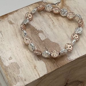 Bracelet – Textured Silver & Rose Gold