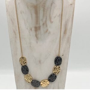 Necklace – Textured Black & Gold