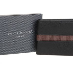 Equilibrium For Men Black with Dark Brown Stripe Wallet