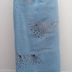 Equilibrium Ladies Scarf – Light Blue with Silver Dainty Flowers