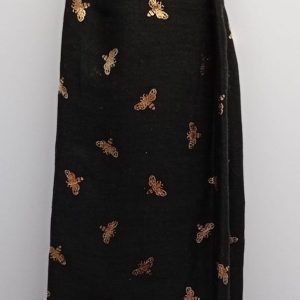 Equilibrium Ladies Scarf – Black with Gold Bees