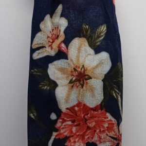 Equilibrium Ladies Scarf – Navy with Flowers