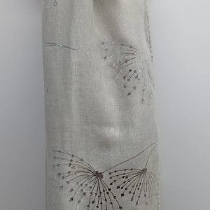 Equilibrium Ladies Scarf – White With Dainty Silver Flowers